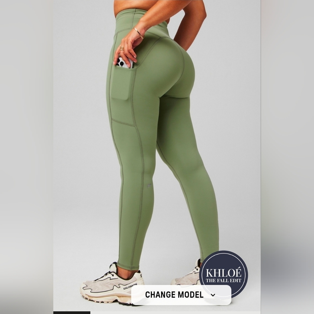 Fabletics Cold Weather Leggings Tall XS Herbal Green
